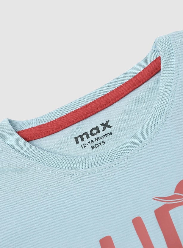 Boys Typographic Printed Cotton T-shirt
