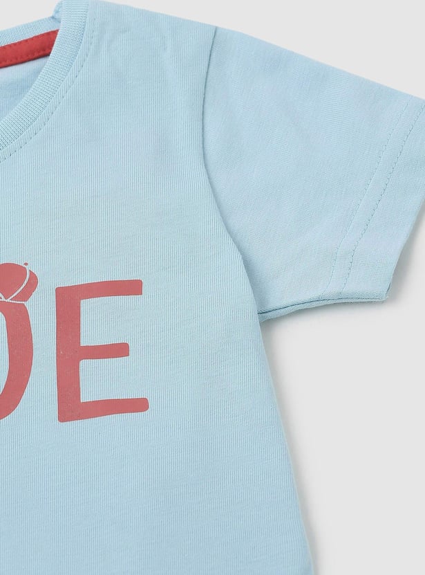 Boys Typographic Printed Cotton T-shirt