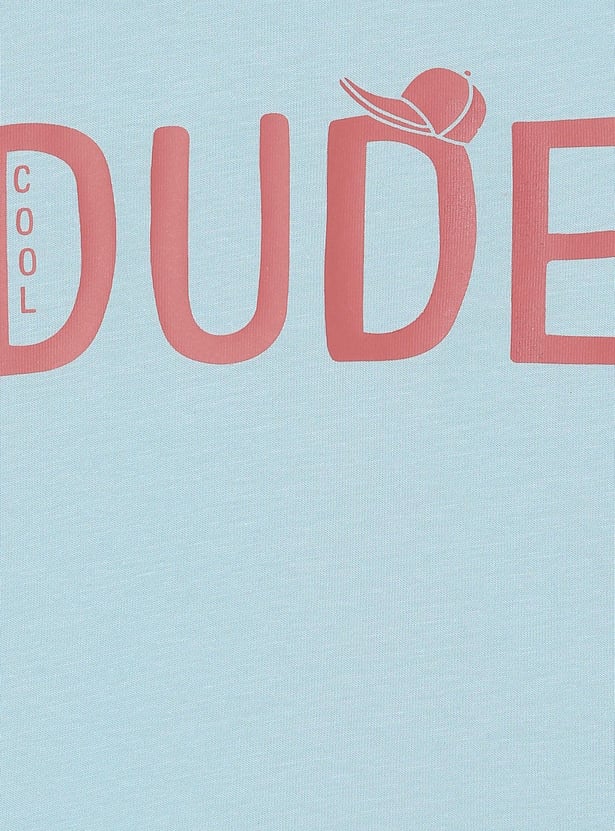 Boys Typographic Printed Cotton T-shirt