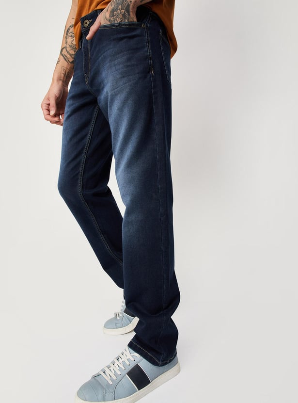 Men Regular Fit Washed Jeans