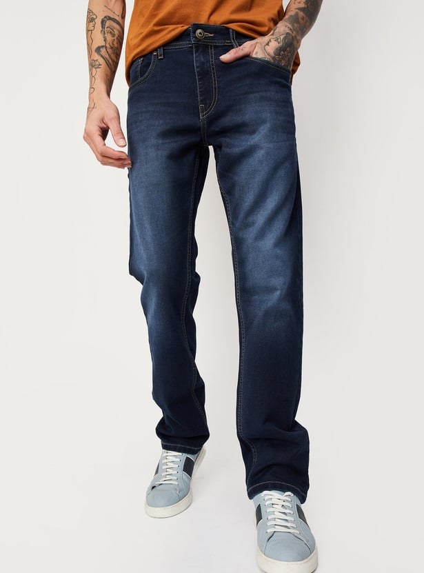 Men Regular Fit Washed Jeans