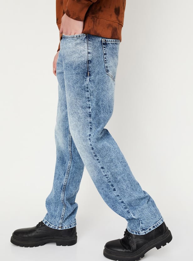 Men Straight Fit Washed Jeans