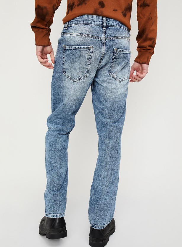 Men Straight Fit Washed Jeans