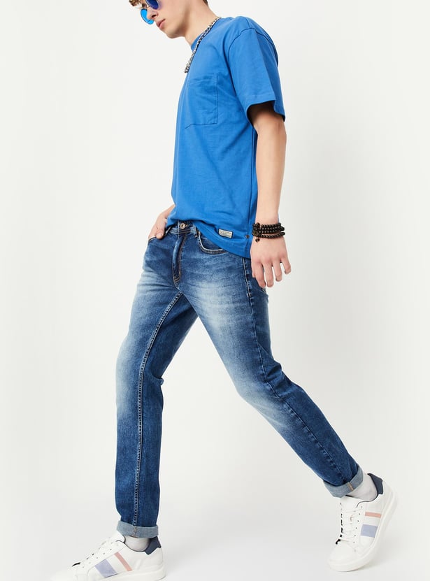 Men Skinny Fit Washed Jeans