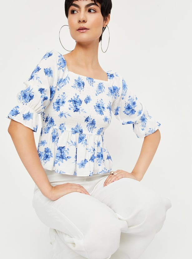 Women Floral Printed Peplum Top
