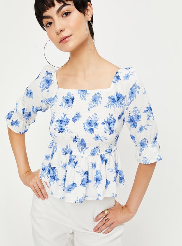 Women Floral Printed Peplum Top