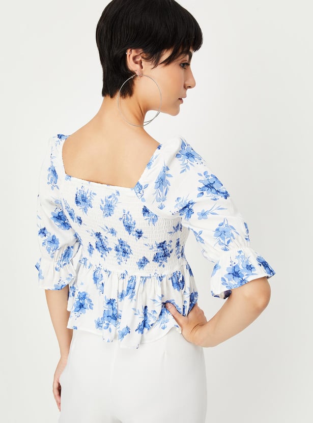 Women Floral Printed Peplum Top