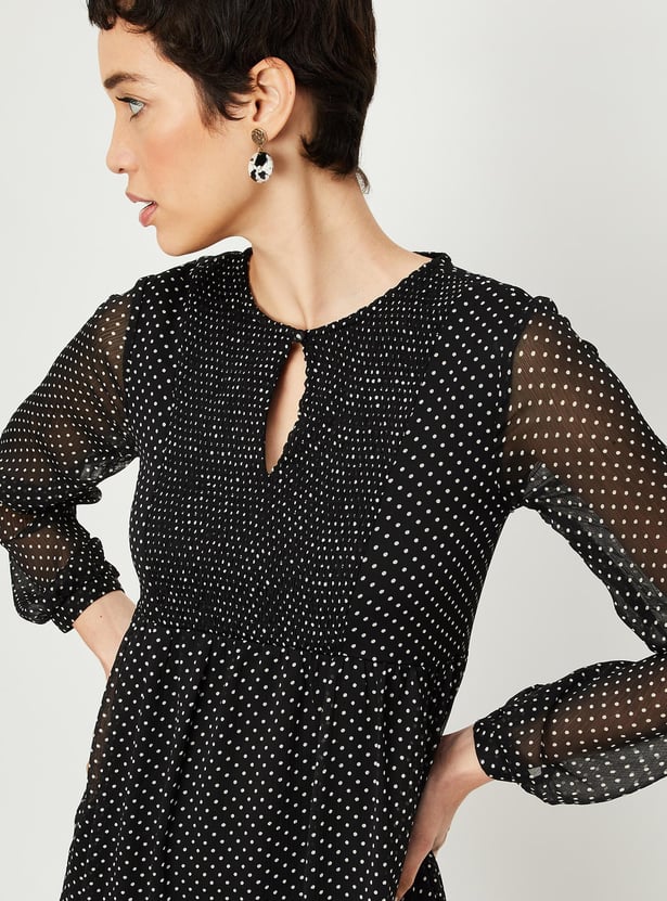 Women Polka Dot Fit & Flare Dress