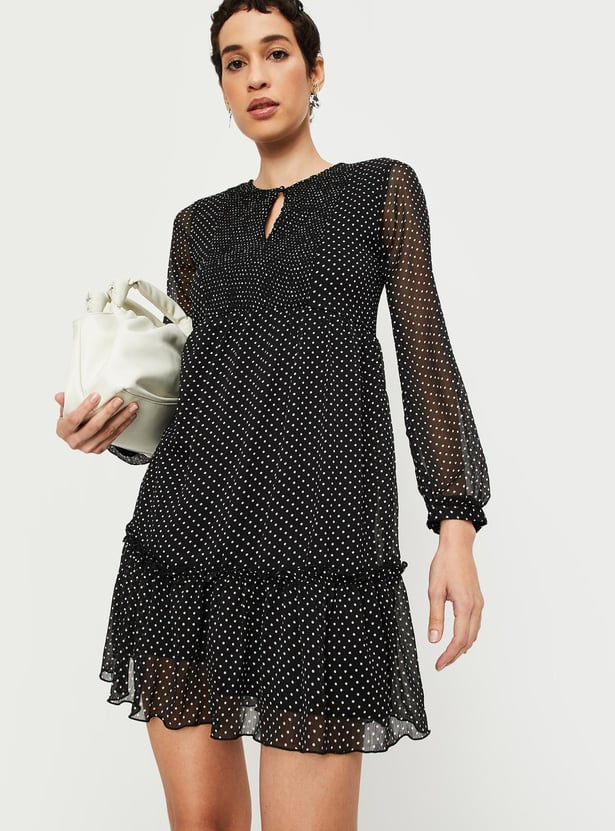 Women Polka Dot Fit & Flare Dress