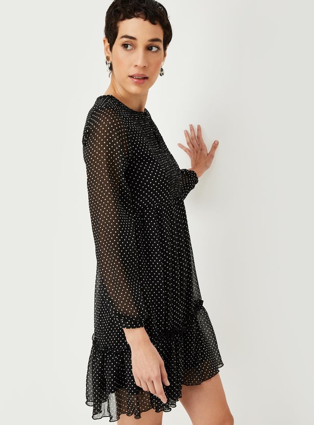 Women Polka Dot Fit & Flare Dress