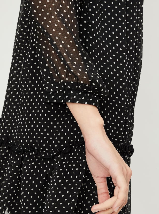 Women Polka Dot Fit & Flare Dress