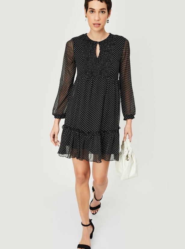 Women Polka Dot Fit & Flare Dress