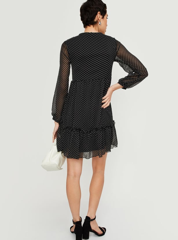 Women Polka Dot Fit & Flare Dress