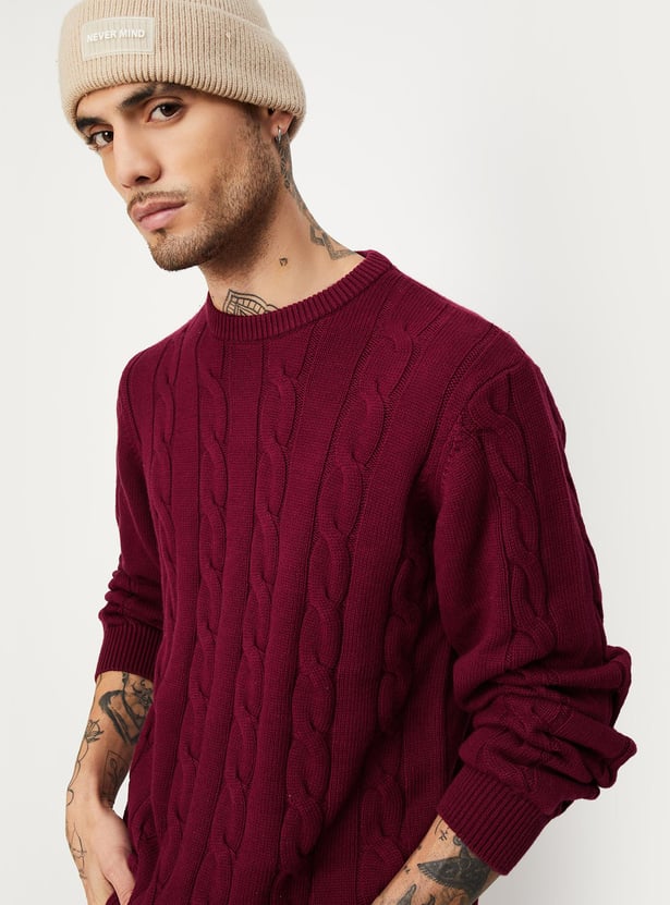 Maroon knit sweater best sale