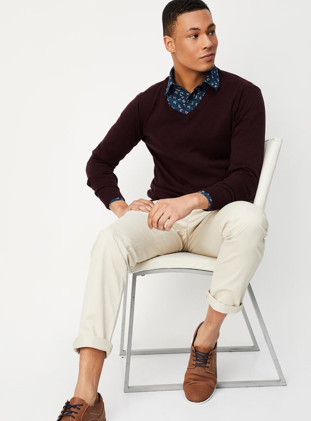 Men Slim Fit Solid Sweater