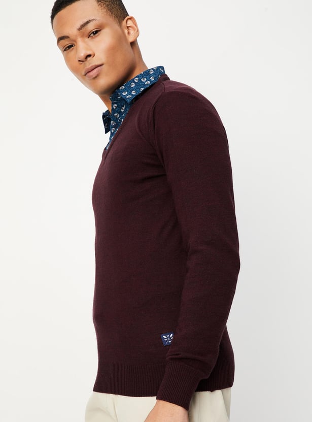 Men Slim Fit Solid Sweater