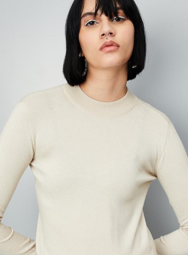 Women Shimmer Cropped Sweater