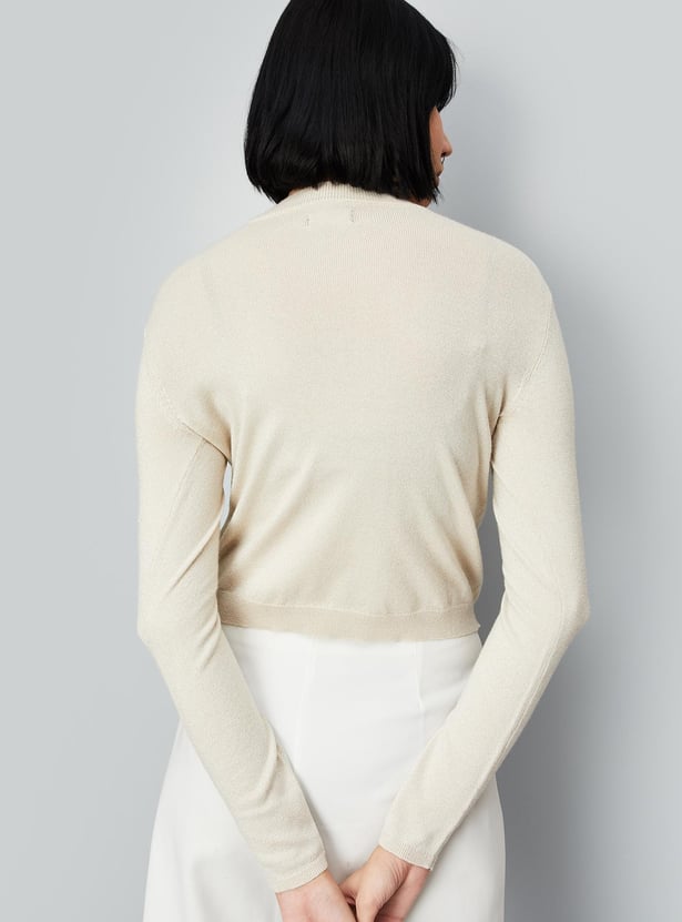 Women Shimmer Cropped Sweater