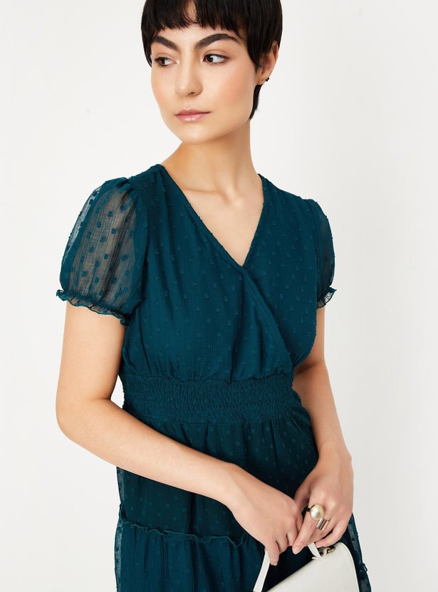 Women Dobby Tiered Dress