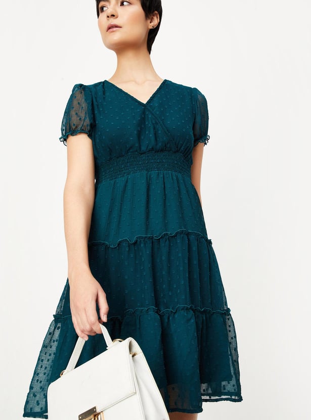 Women Dobby Tiered Dress
