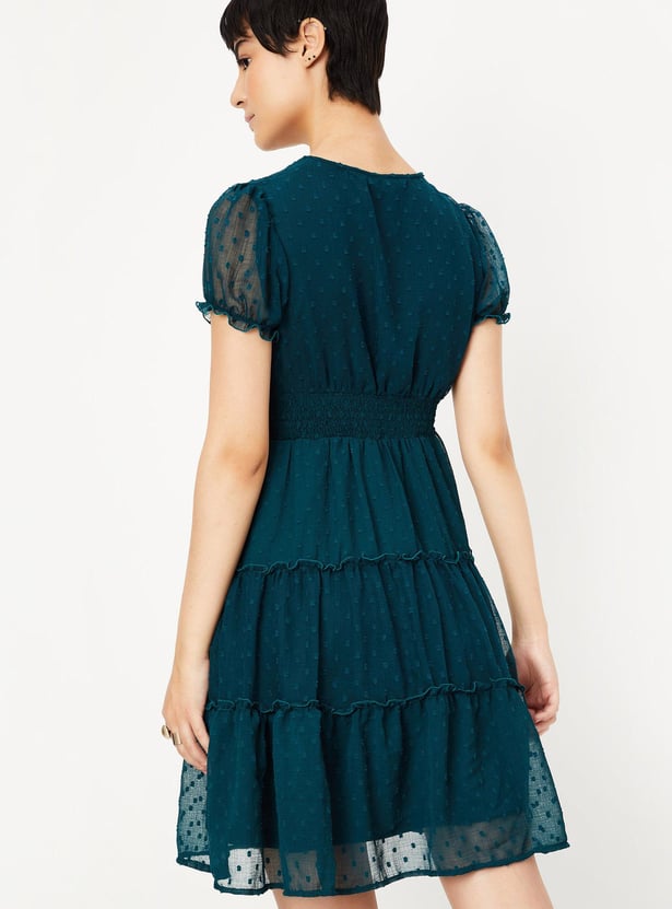 Women Dobby Tiered Dress