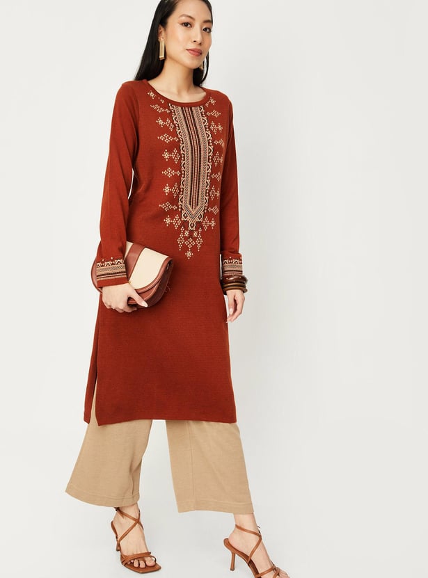 Women Jacquard Winter Kurta