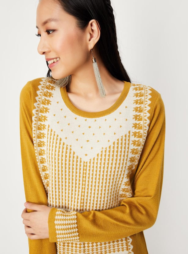 Women Jacquard Winter Kurta with Pocket