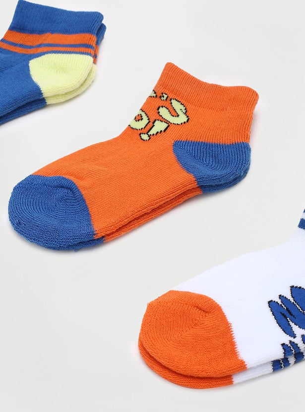 Boys Printed Ankle-Length Socks - Pack of 3