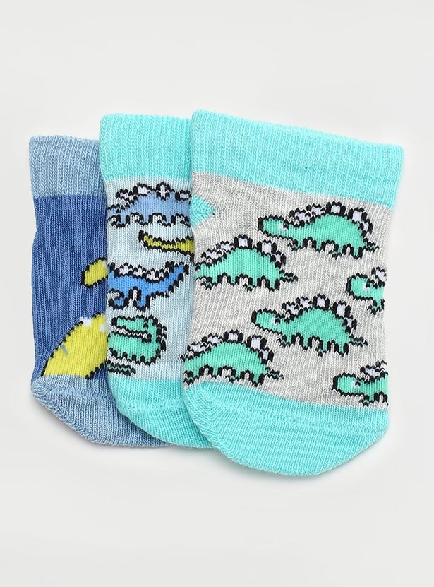 Boys Printed Ankle Length Socks - Pack of 3