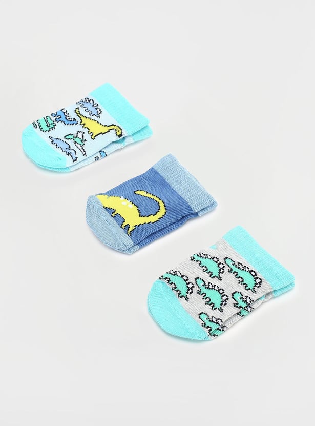 Boys Printed Ankle Length Socks - Pack of 3