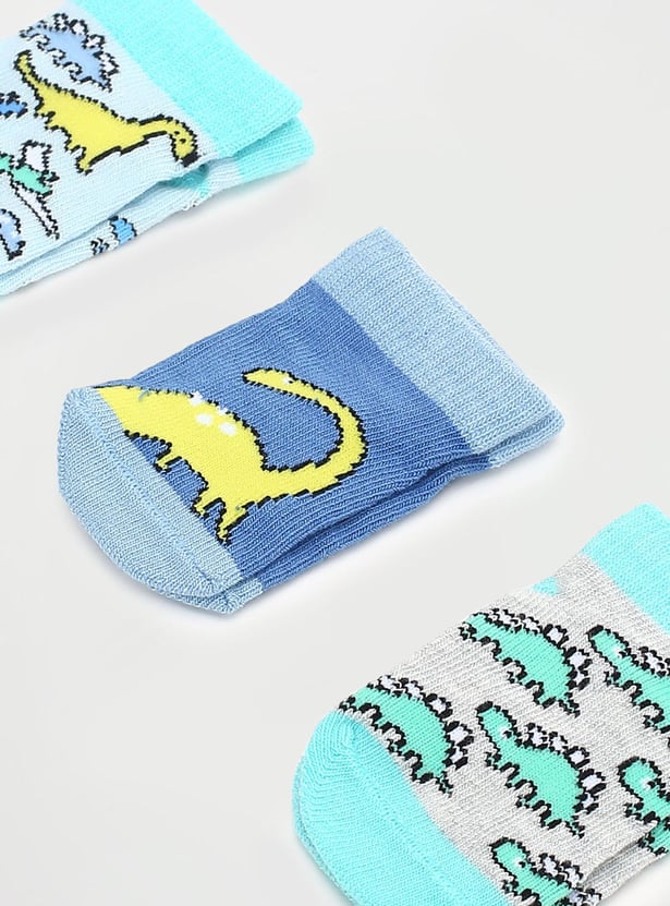 Boys Printed Ankle Length Socks - Pack of 3