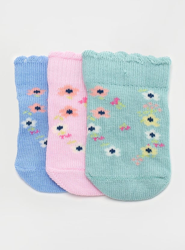 Girls Printed Ankle Length Socks - Pack of 3