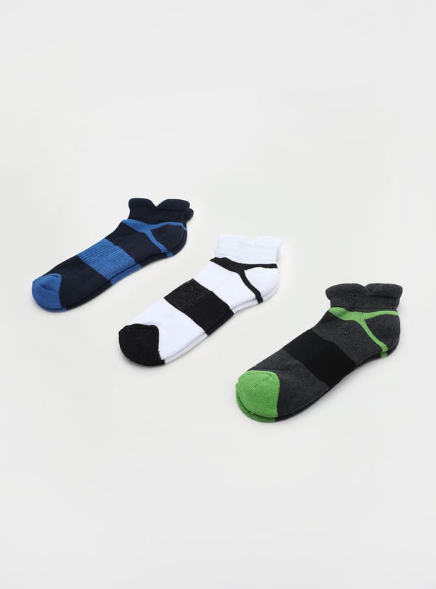 Boys Colourblocked Ankle-Length Socks - Pack of 3