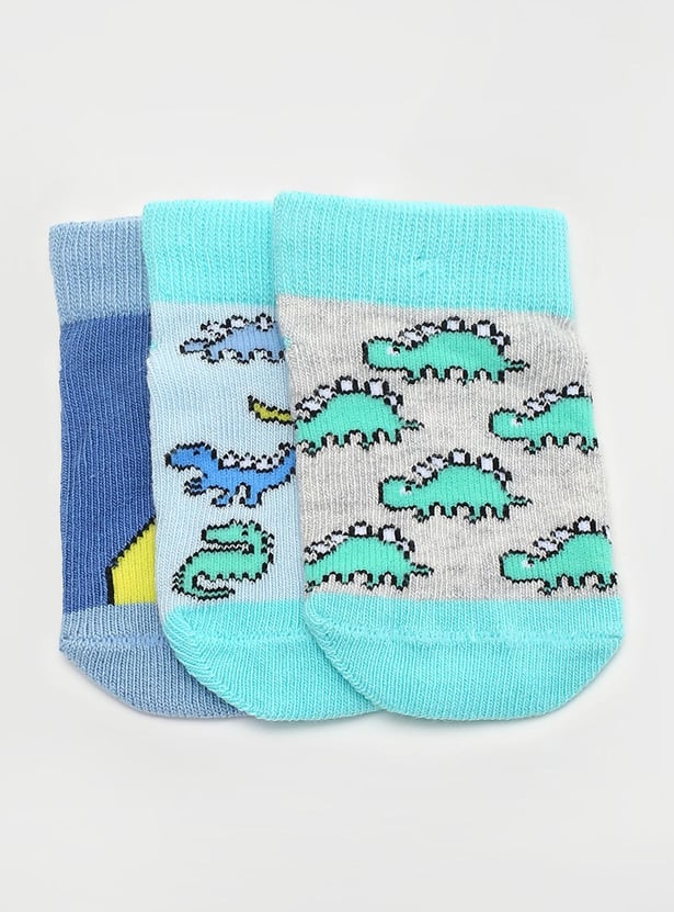 Boys Printed Ankle Length Socks - Pack of 3