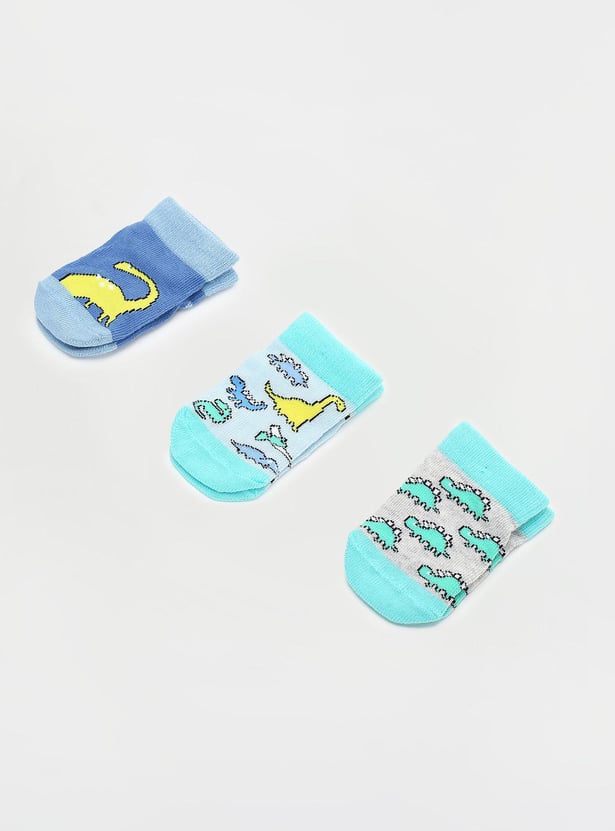 Boys Printed Ankle Length Socks - Pack of 3