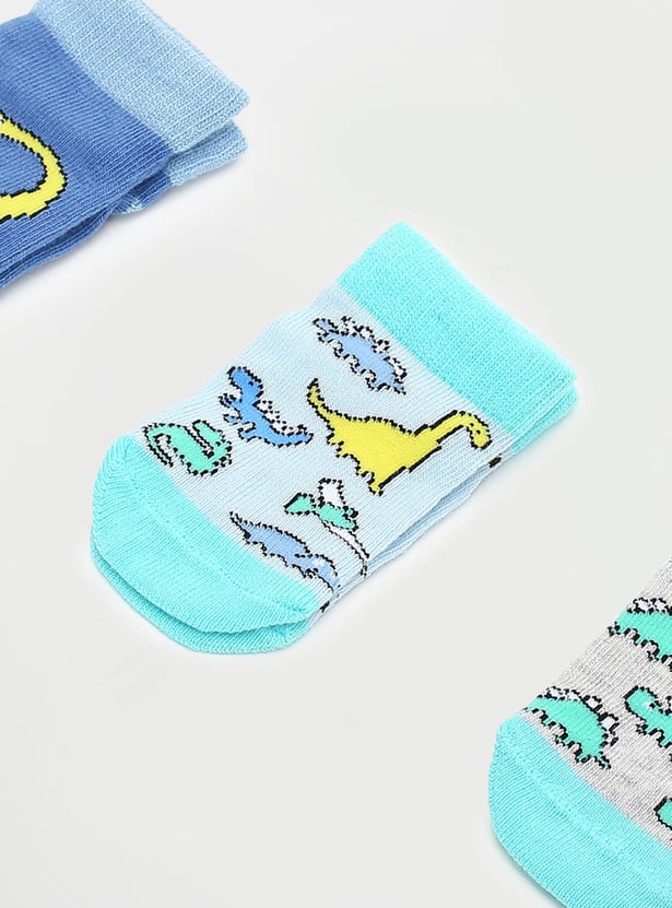 Boys Printed Ankle Length Socks - Pack of 3