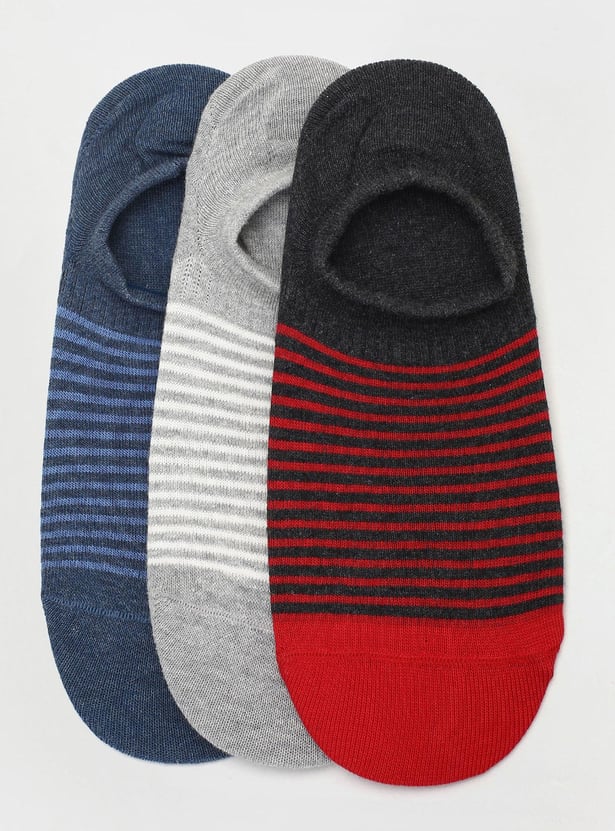 Men Striped No-Show Socks - Pack of 3