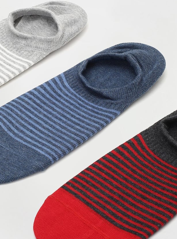 Men Striped No-Show Socks - Pack of 3