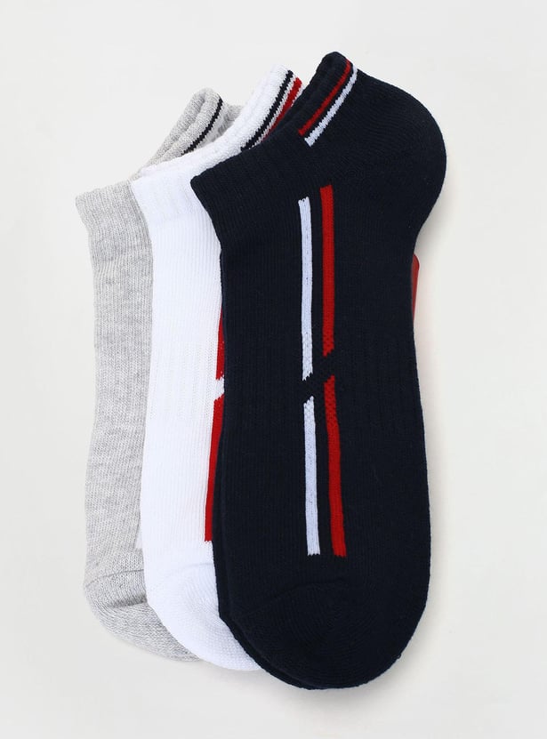 Girls Striped Ankle-Length Socks - Pack of 3