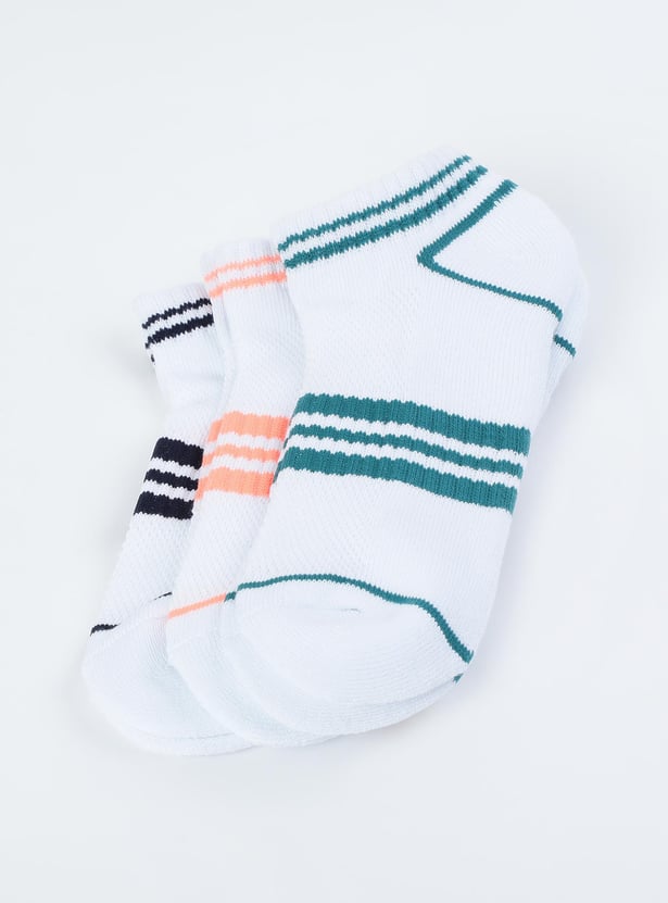 Men Striped Knit Ankle-Length Socks - Pack of 3