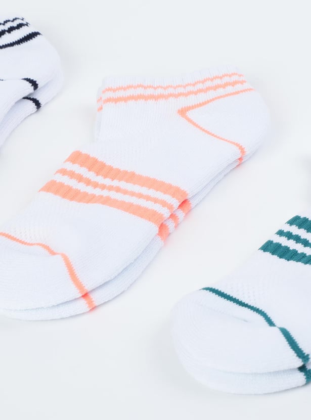 Men Striped Knit Ankle-Length Socks - Pack of 3