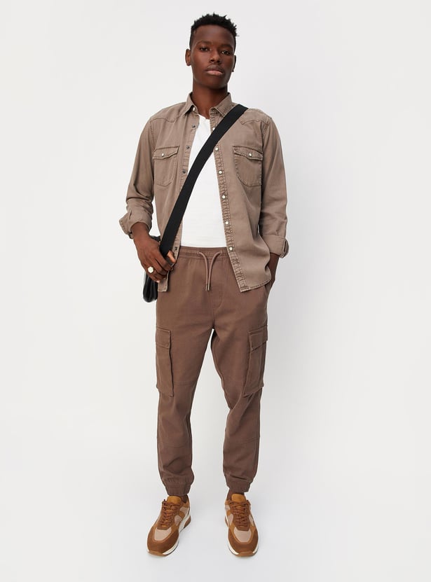 Buy Men Solid Slim Fit Denim Shirt Online at just