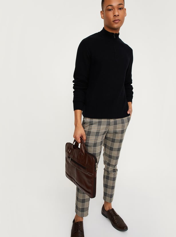 Buy Men Knitted Mock Collar Sweater Online at just Rs. 1299.0