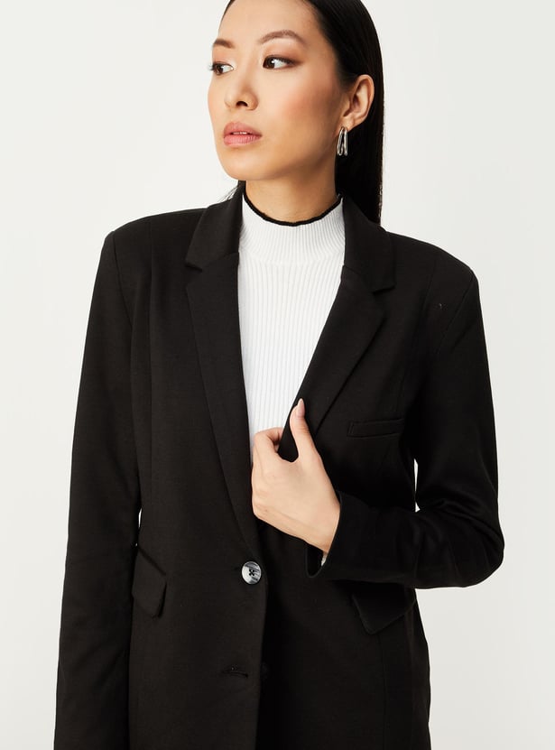 Women Solid Knit Blazer