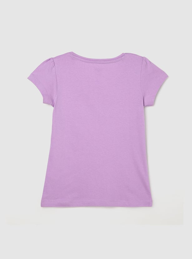 Girls Typographic Printed Pure Cotton T-shirt