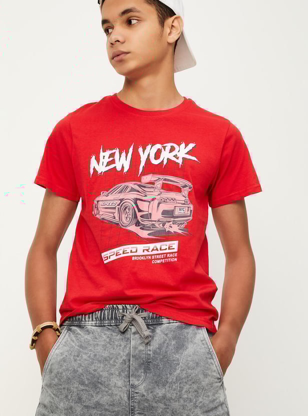 Boys Graphic Printed Cotton T-shirt