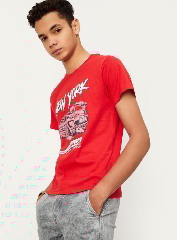 Boys Graphic Printed Cotton T-shirt