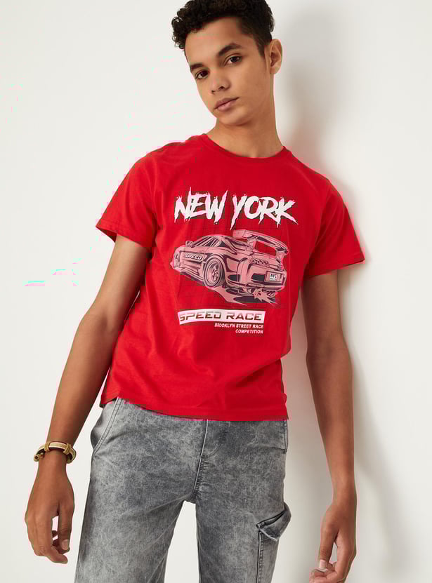 Boys Graphic Printed Cotton T-shirt