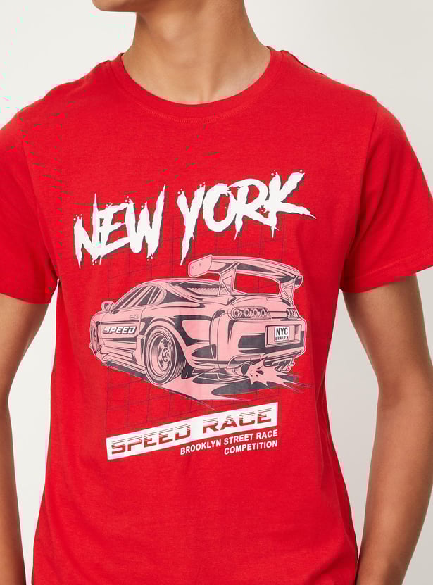 Boys Graphic Printed Cotton T-shirt