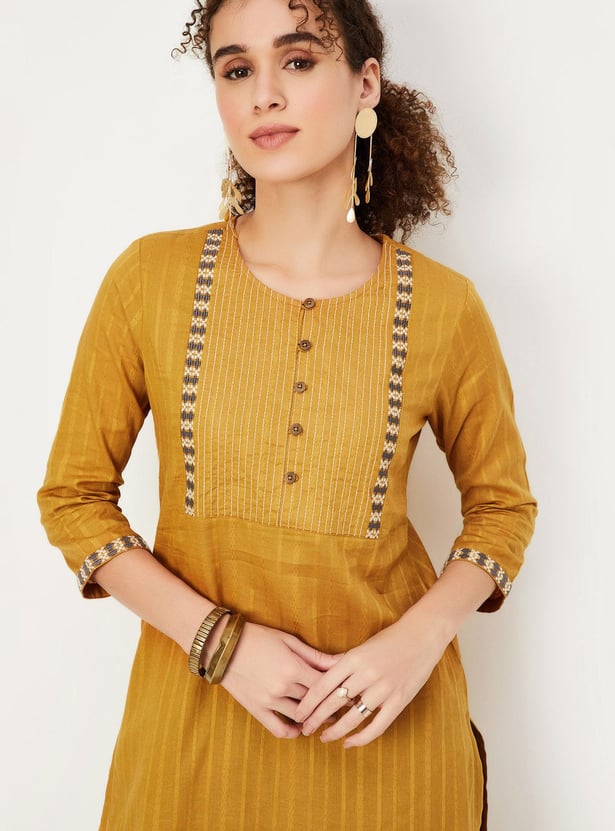 Buy Women Embroidered Straight Kurta Online at just